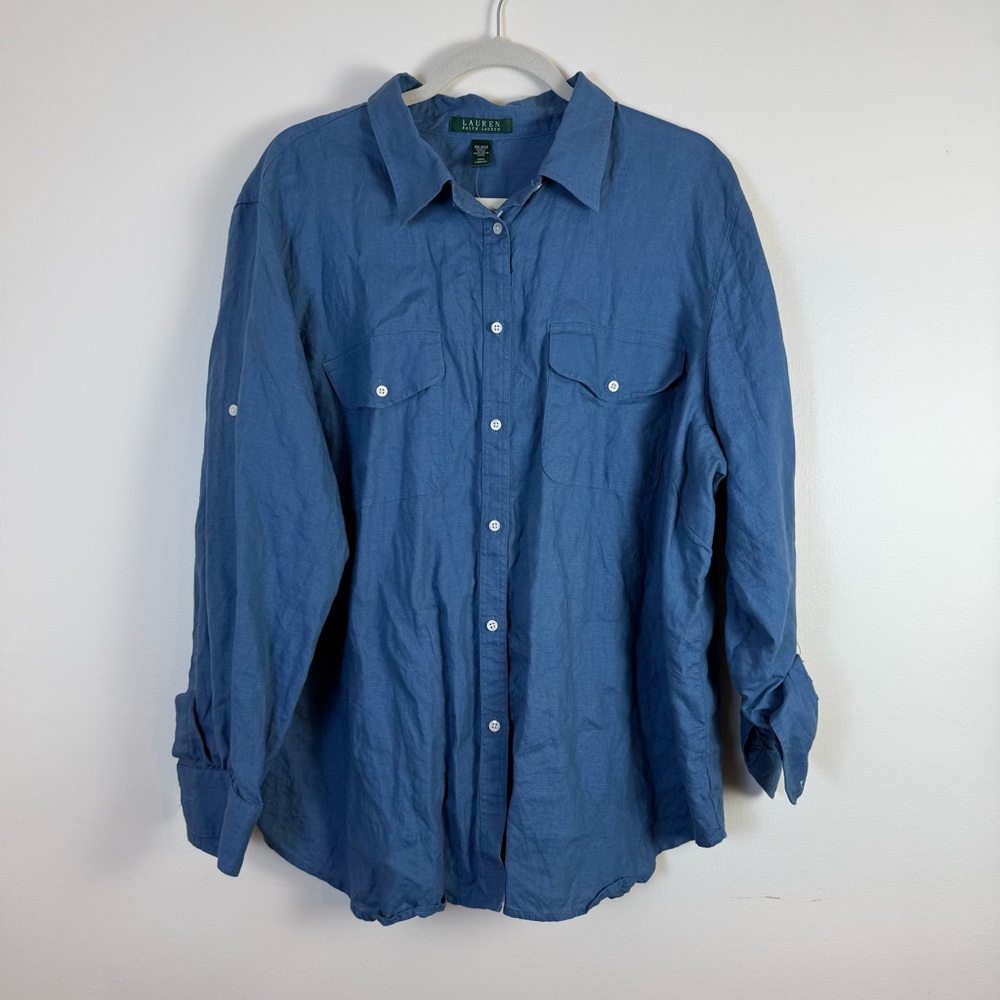 Lauren Ralph Lauren Blue Button-Down Shirt